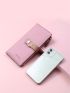 Letter Graphic Metal Decor Long Wallet