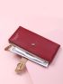 Letter Graphic Metal Decor Long Wallet