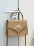 Mini Metal Crown & Heart Decor Scallop Trim Square Bag