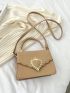 Mini Metal Crown & Heart Decor Scallop Trim Square Bag