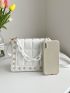 Faux Pearl & Chain Decor Flap Square Bag