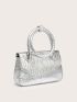 Crocodile Embossed Flap Square Bag