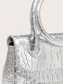 Crocodile Embossed Flap Square Bag