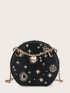 Mini Heart Decor Star Embroidery Crossbody Bag