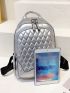 Quilted Detail Contrast Piping Functional Backpack