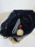 Mini Metal Decor Quilted Drawstring Design Chain Bucket Bag