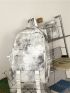 Tie Dye Release Buckle & Letter Patch Decor Functional Backpack