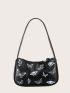 Butterfly Graphic Baguette Bag