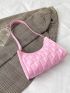 Quilted Checkered Pattern Baguette Bag