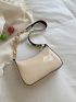 Contrast Piping Chain Decor Baguette Bag