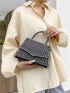 Rhinestone Decor Flap Square Bag