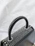 Rhinestone Decor Flap Square Bag