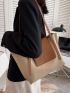 Two Tone Shoulder Tote Bag