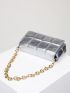 Metallic Flap Chain Square Bag