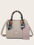 Snakeskin Embossed Twilly Scarf Decor Square Bag