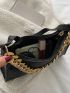 Textured Chain Baguette Bag