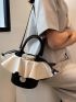 Mini Two Tone Ruffle Decor Bucket Bag