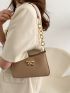 Chain & Bow Decor Baguette Bag