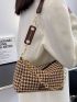 Houndstooth Pattern Chain Square Bag