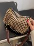 Houndstooth Pattern Chain Square Bag