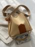 Metal Decor Two Tone Bucket Bag