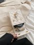 Embossed Detail Chain Flap Square Bag