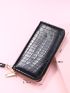 Crocodile Embossed Long Wallet
