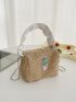 Mini Ruched Strap Plant Graphic Straw Bag