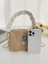 Mini Ruched Strap Plant Graphic Straw Bag