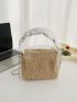 Mini Ruched Strap Plant Graphic Straw Bag