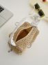 Mini Ruched Strap Plant Graphic Straw Bag