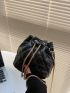 Quilted Faux Pearl Decor Bucket Bag
