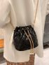 Quilted Faux Pearl Decor Bucket Bag