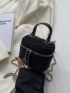 Mini Rhinestone Detail Chain Bucket Bag