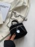 Mini Rhinestone Detail Chain Bucket Bag