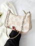 Jacquard Chain Decor Baguette Bag