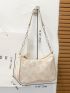 Jacquard Chain Decor Baguette Bag