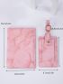 Letter Graphic Marble Graphic Passport Case With Luggage Tag