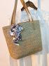Twilly Scarf Decor Straw Bag