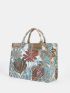 Floral Embroidered Top Handle Bag