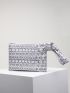 Snakeskin Pattern Knot Detail Clutch Bag