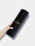 Metal Decor Flap Clutch Bag