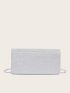 Glitter Decor Flap Chain Square Bag