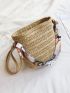 Mini Scarf Decor Straw Bag