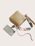 Mini Scarf Decor Straw Bag
