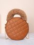 Mini Fluffy Handle Quilted Chain Circle Bag