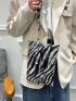 Two Tone Zebra Striped Pattern Square Bag