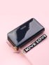 Slogan Graphic Long Wallet With Wristlet