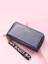 Slogan Graphic Long Wallet With Wristlet