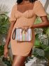 Colorblock Chevron Vacation Design Straw Bag